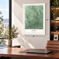 Leeds, Maryland map, 18 x 24 inch print in a white frame in a home office