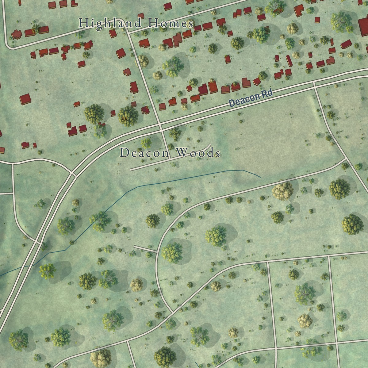 Second close-up of the map of Leeland Station, Virginia print showing more streets and buildings