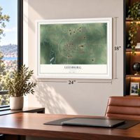 Leesburg, Georgia map, 18 x 24 inch print in a white frame in a home office