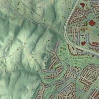 Second close-up of the map of Leesburg, Virginia print showing more streets and buildings