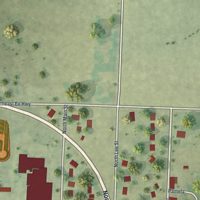 Second close-up of the map of Leeton, Missouri print showing more streets and buildings