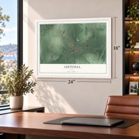 Leetonia, Ohio map, 18 x 24 inch print in a white frame in a home office