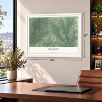 Leggett, Texas map, 18 x 24 inch print in a white frame in a home office