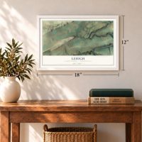 Lehigh, Carbon County, Pennsylvania map, 12 x 18 inch print in a white frame in an entryway
