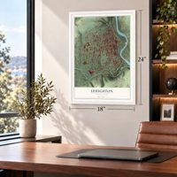 Lehighton, Pennsylvania map, 18 x 24 inch print in a white frame in a home office