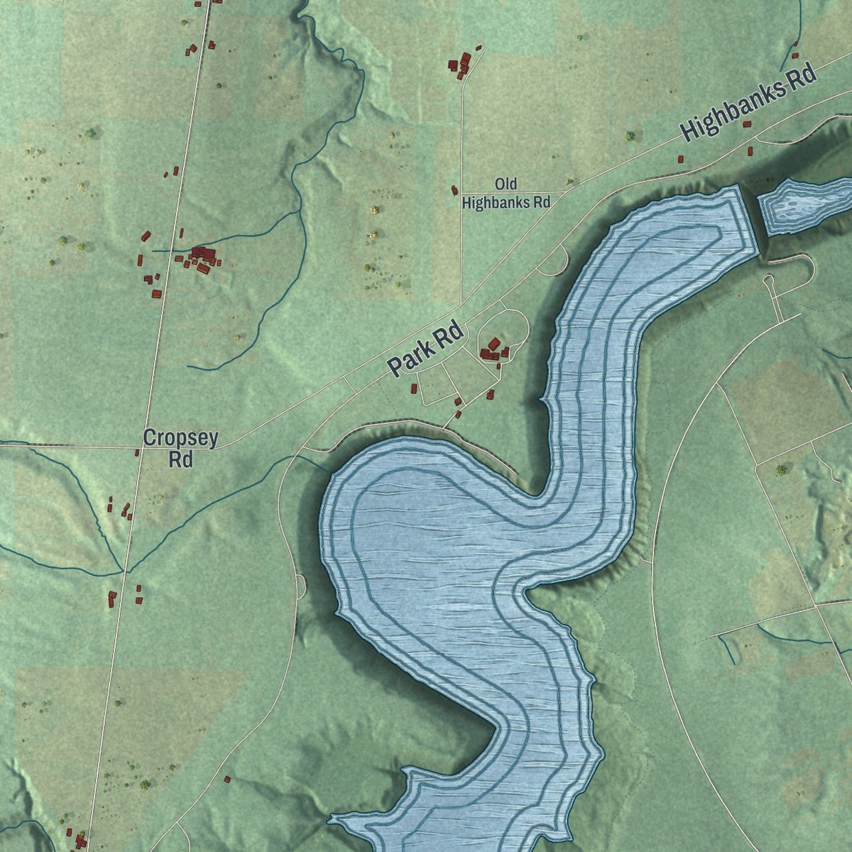Second close-up of the map of Leicester, New York print showing more streets and buildings