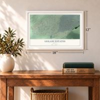 Leilani Estates, Hawaii map, 12 x 18 inch print in a white frame in an entryway