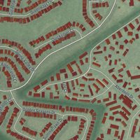 Second close-up of the map of Leisure Village East, New Jersey print showing more streets and buildings