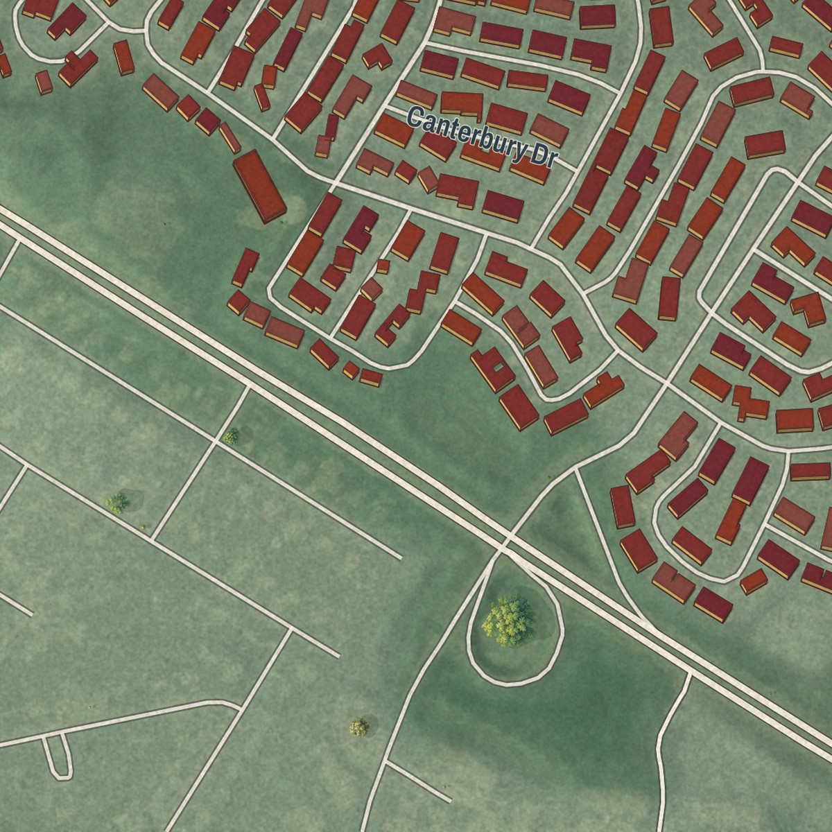 Second close-up of the map of Leisure Village West, New Jersey print showing more streets and buildings