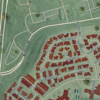 Second close-up of the map of Leisure World, Maryland print showing more streets and buildings