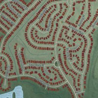 Second close-up of the map of Leisuretowne, New Jersey print showing more streets and buildings