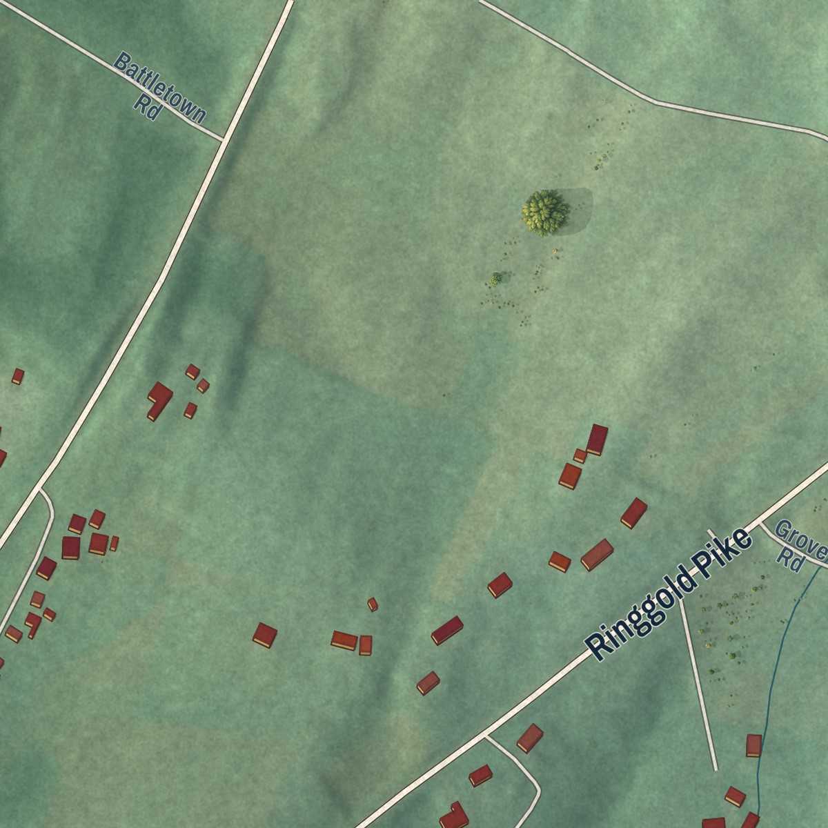 Second close-up of the map of Leitersburg, Maryland print showing more streets and buildings