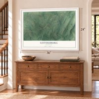 Leitersburg, Maryland map, 24 x 36 inch print in a white frame above a dresser by a staircase