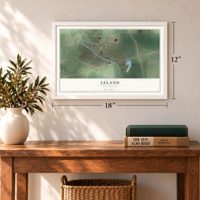 Leland, Mississippi map, 12 x 18 inch print in a white frame in an entryway