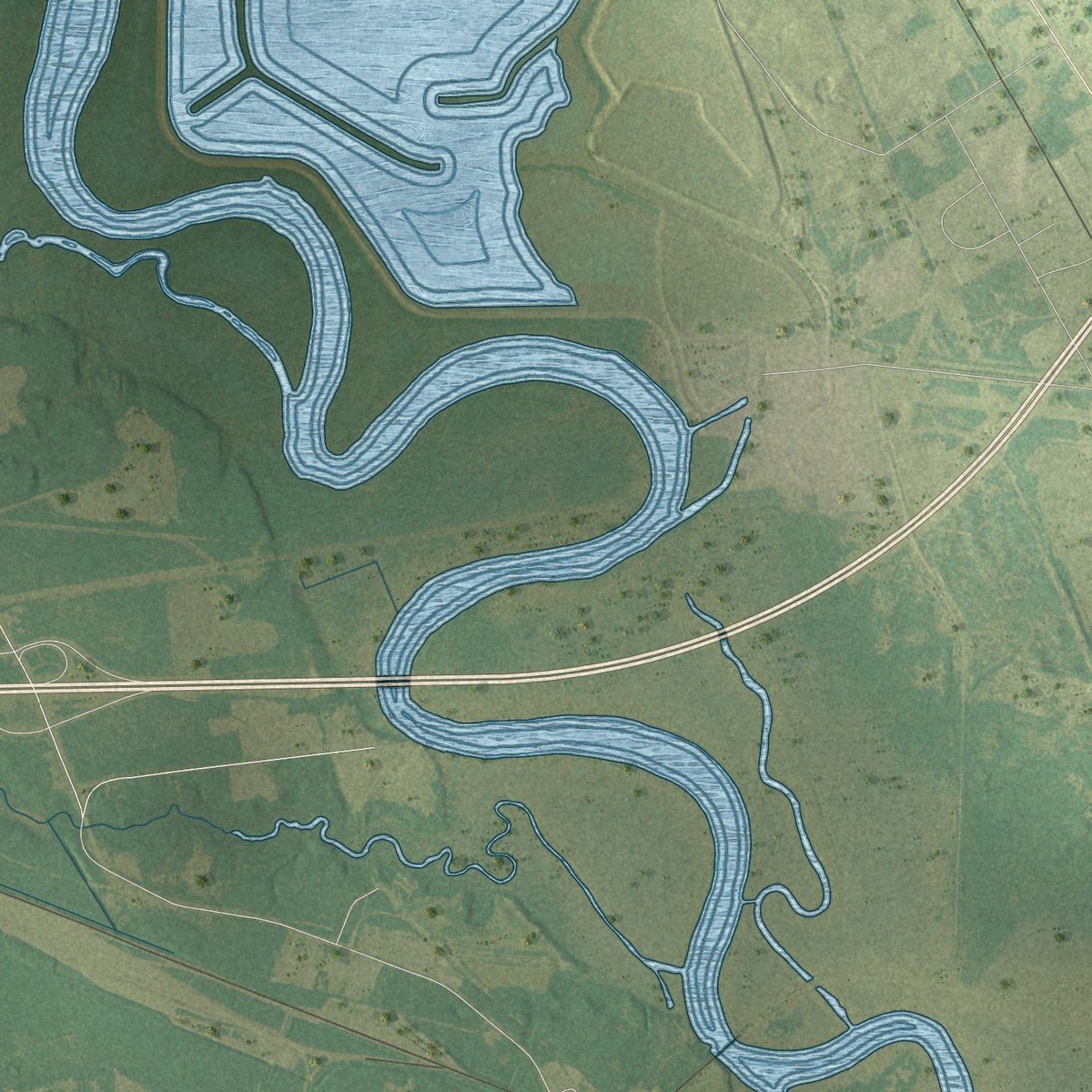 Second close-up of the map of Leland, North Carolina print showing more streets and buildings