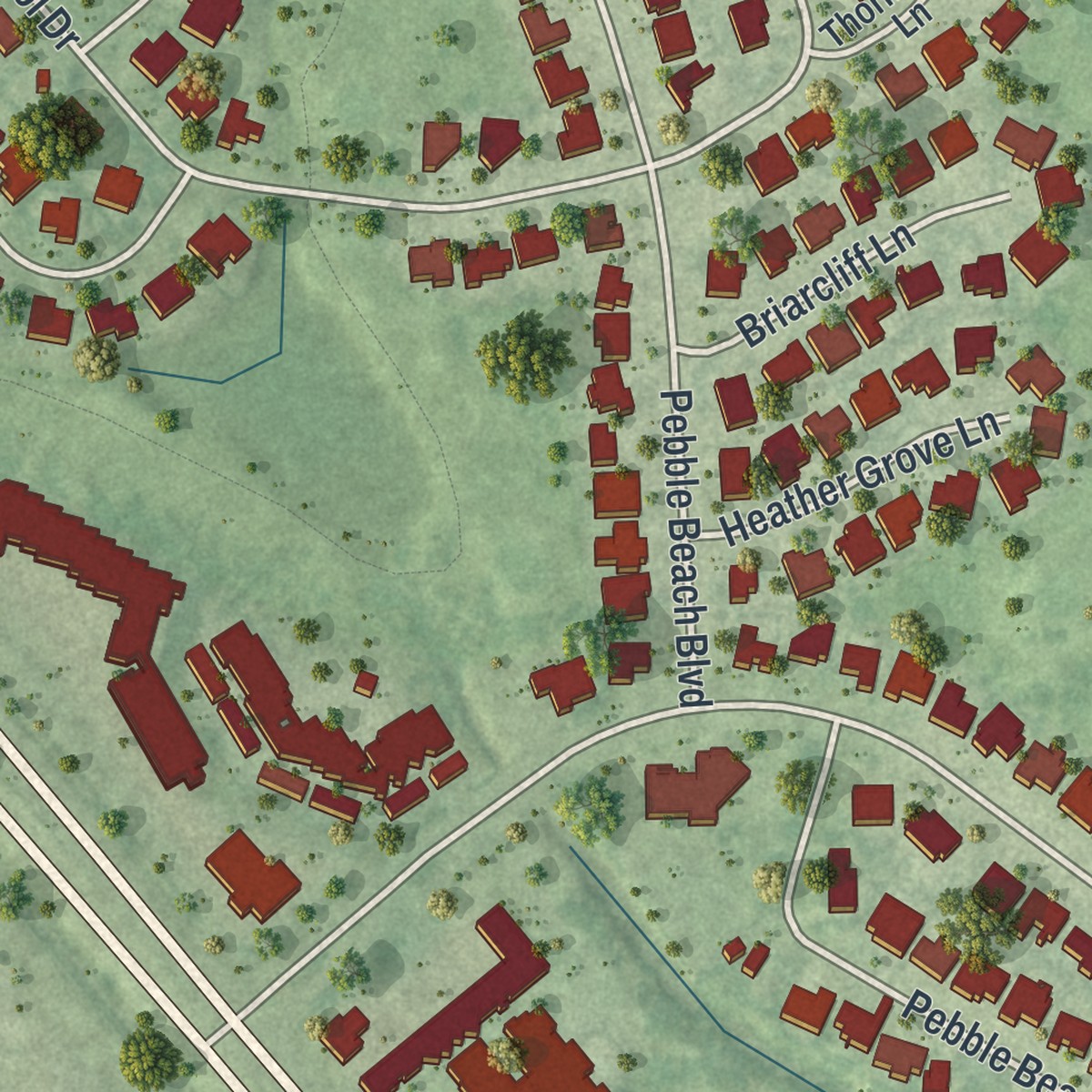 Second close-up of the map of Lely, Florida print showing more streets and buildings