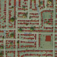 Second close-up of the map of Lemon Hill, California print showing more streets and buildings
