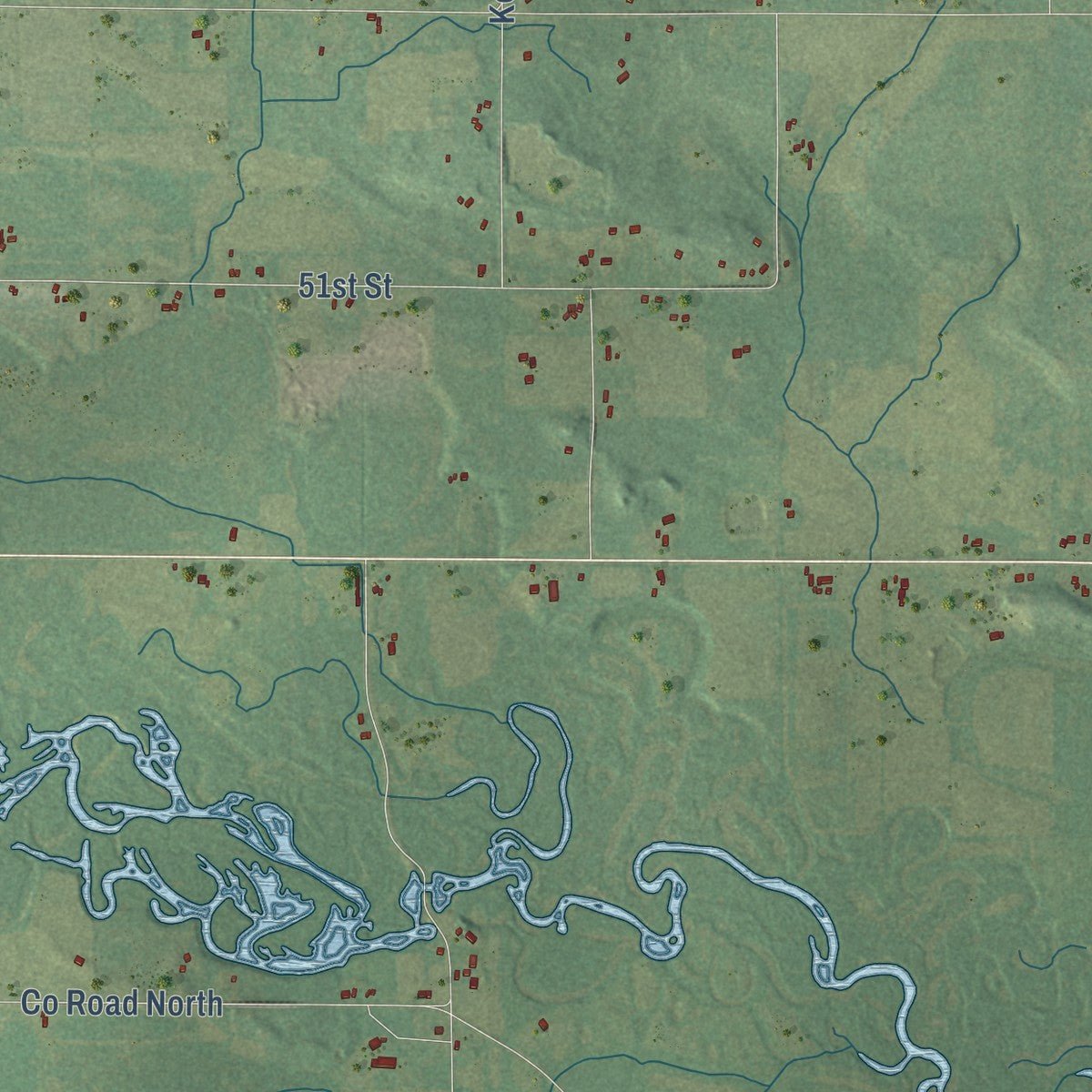 Second close-up of the map of Lemonweir, Wisconsin print showing more streets and buildings