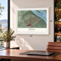 Lemoyne, Pennsylvania map, 18 x 24 inch print in a white frame in a home office