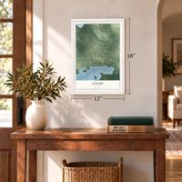 Lengby, Minnesota map, 12 x 18 inch print in a white frame in an entryway