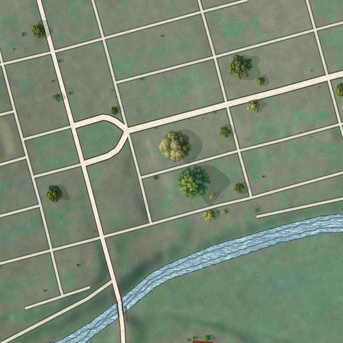 Second close-up of the map of Lenkerville, Pennsylvania print showing more streets and buildings