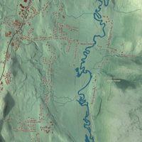 Close-up of the map of Lenox, Massachusetts print showing terrain and local geography