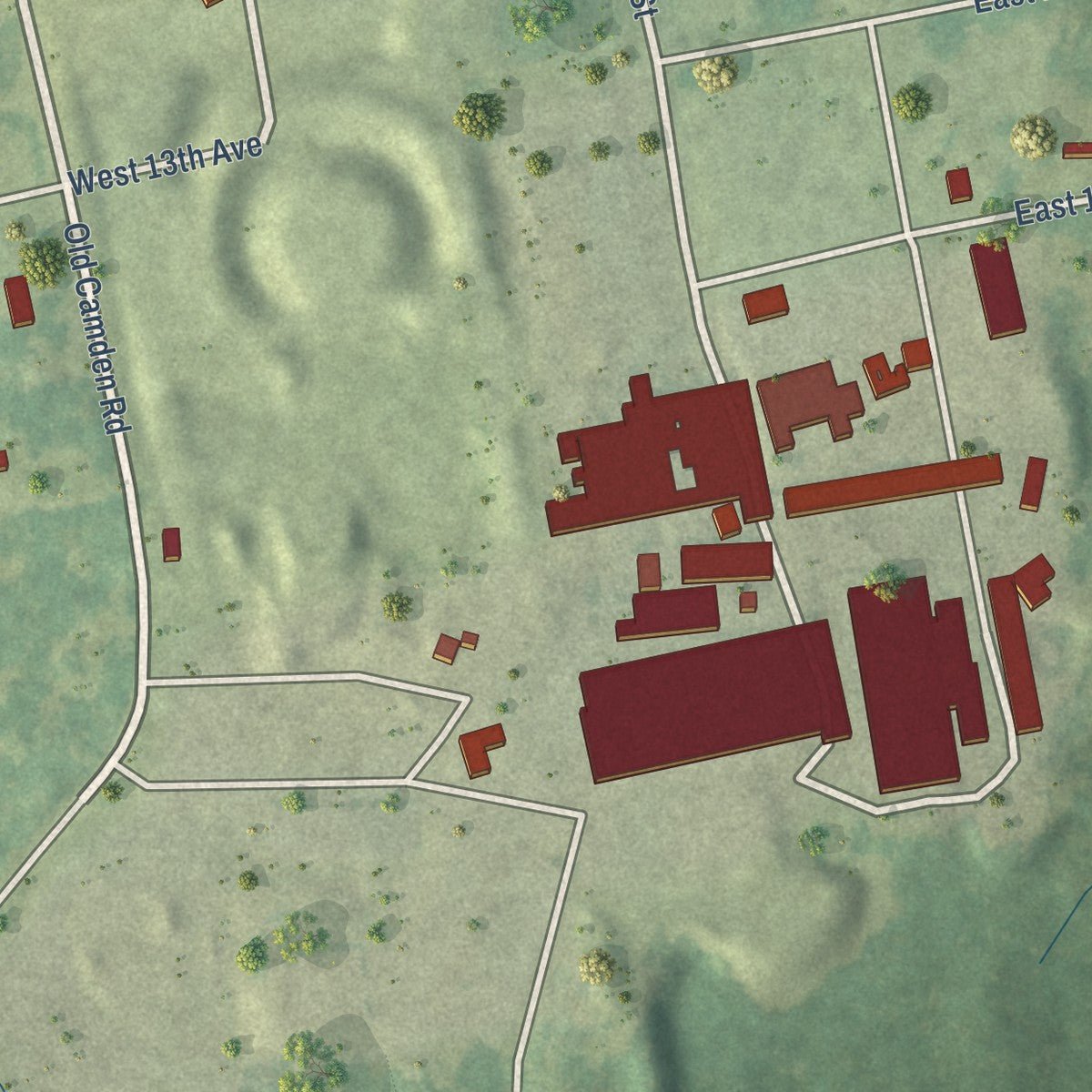 Second close-up of the map of Leola, Arkansas print showing more streets and buildings