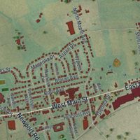 Second close-up of the map of Leola, Pennsylvania print showing more streets and buildings