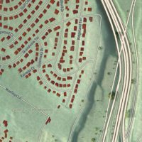 Second close-up of the map of Leonia, New Jersey print showing more streets and buildings
