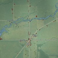 Second close-up of the map of Leonidas, Michigan print showing more streets and buildings