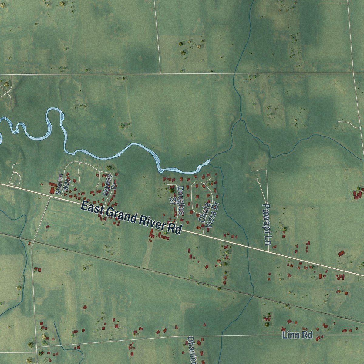 Second close-up of the map of Leroy, Ingham County, Michigan print showing more streets and buildings