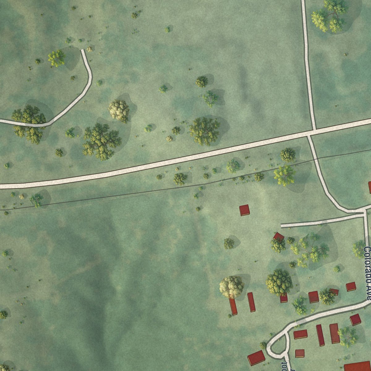 Second close-up of the map of Leslie, Missouri print showing more streets and buildings