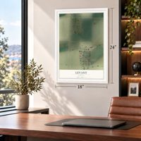 Levant, Kansas map, 18 x 24 inch print in a white frame in a home office