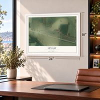 Levasy, Missouri map, 18 x 24 inch print in a white frame in a home office