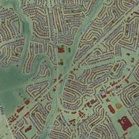 Second close-up of the map of Levittown, Pennsylvania print showing more streets and buildings
