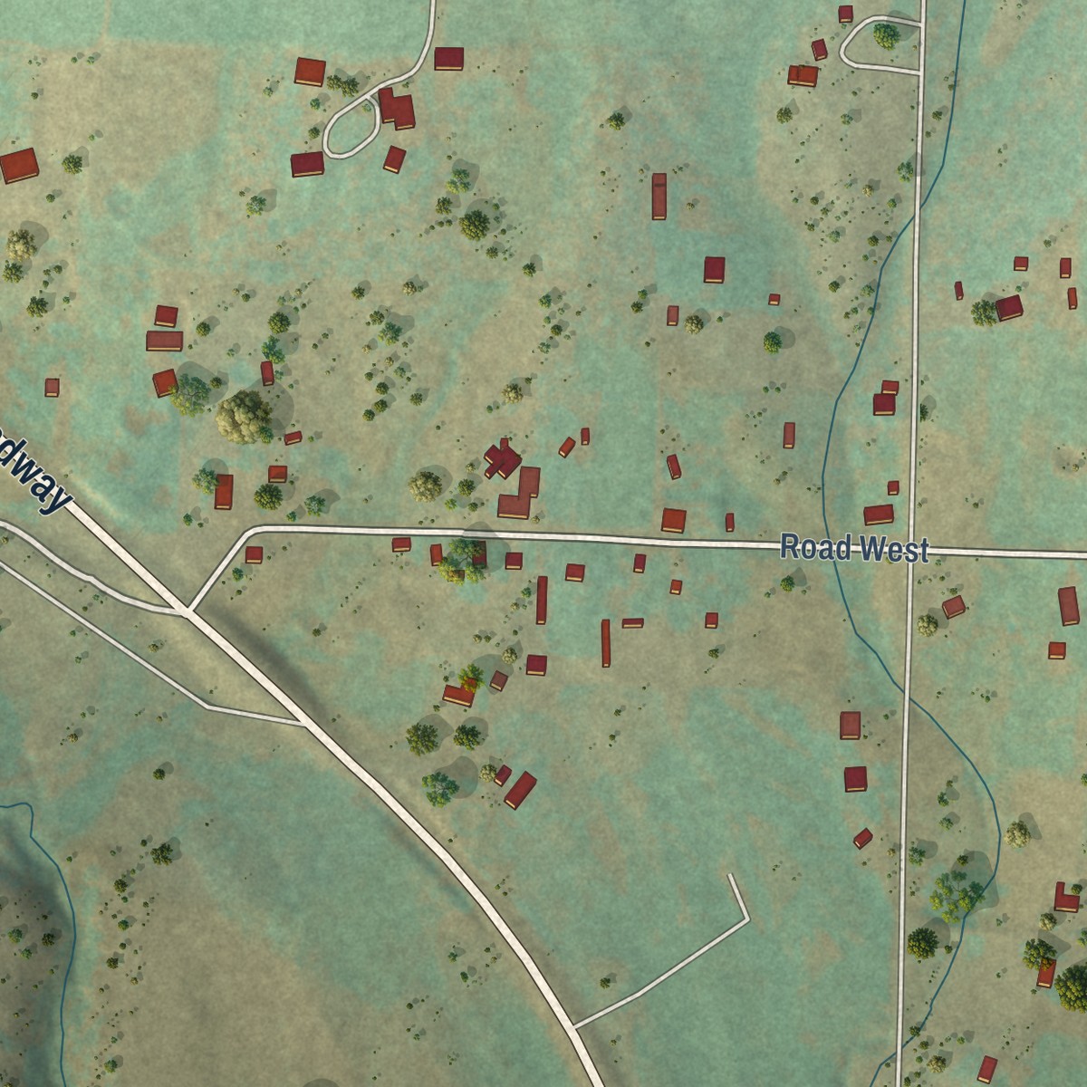 Second close-up of the map of Lewis, Colorado print showing more streets and buildings