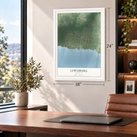 Lewisburg, Louisiana map, 18 x 24 inch print in a white frame in a home office