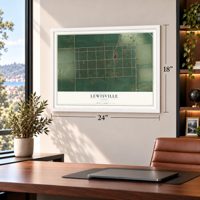 Lewisville, Idaho map, 18 x 24 inch print in a white frame in a home office