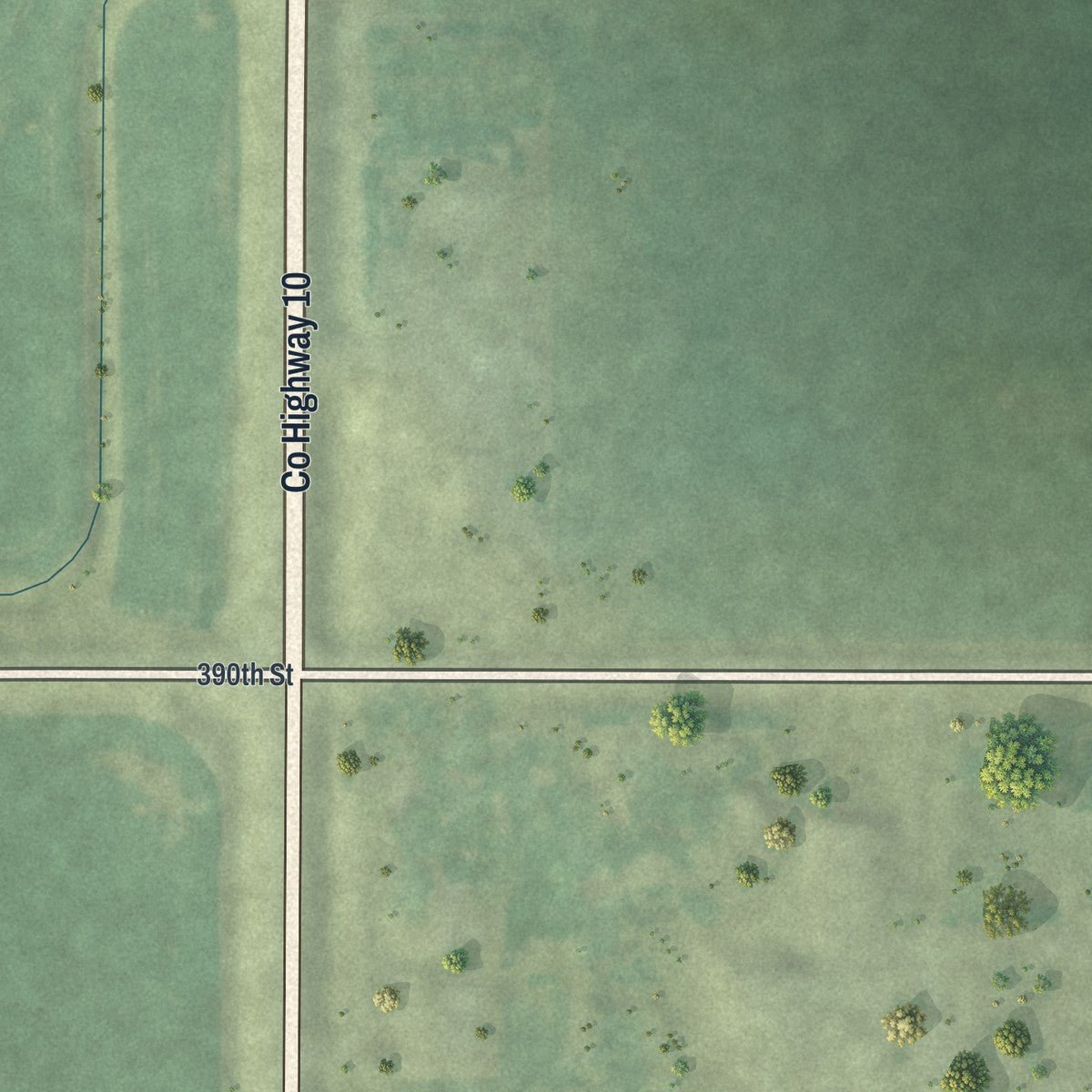 Second close-up of the map of Lewisville, Minnesota print showing more streets and buildings