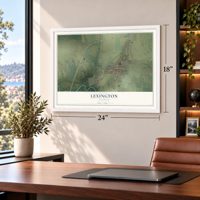 Lexington, Illinois map, 18 x 24 inch print in a white frame in a home office