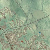 Close-up of the map of Lexington, Massachusetts print showing terrain and local geography