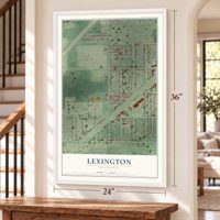 Lexington, Minnesota map, 24 x 36 inch print in a white frame by a staircase