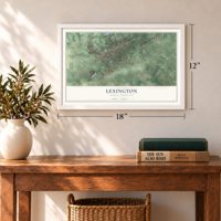 Lexington, South Carolina map, 12 x 18 inch print in a white frame in an entryway