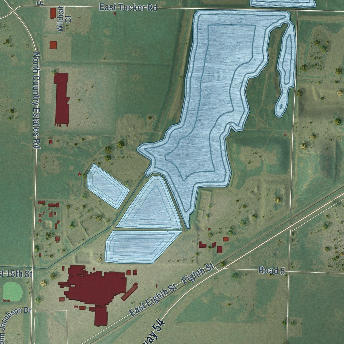 Second close-up of the map of Liberal, Kansas print showing more streets and buildings