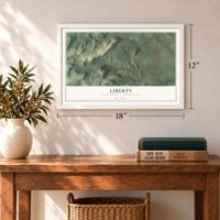 Liberty, Adams County, Pennsylvania map, 12 x 18 inch print in a white frame in an entryway