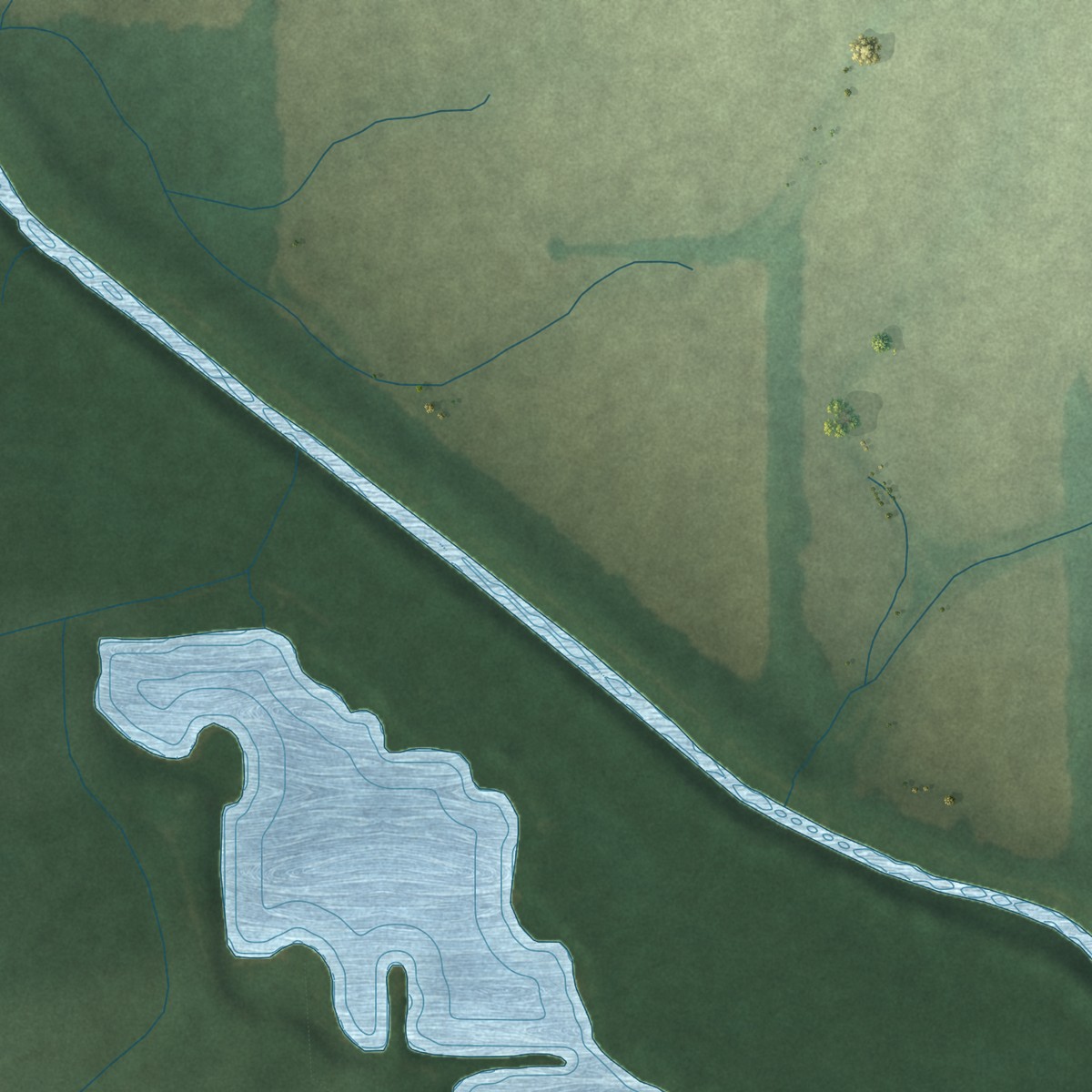 Second close-up of the map of Liberty Center, Indiana print showing more streets and buildings