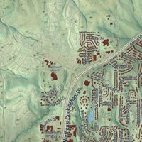 Second close-up of the map of Liberty, Missouri print showing more streets and buildings