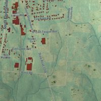 Second close-up of the map of Liberty, North Carolina print showing more streets and buildings