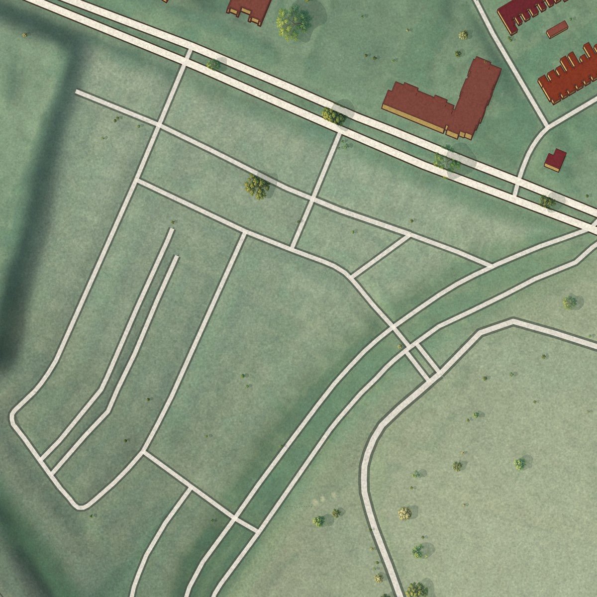 Second close-up of the map of Liberty Square, Maryland print showing more streets and buildings