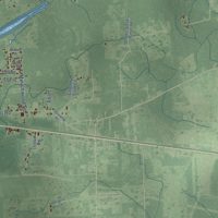 Second close-up of the map of Liberty, Texas print showing more streets and buildings